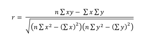 Formule 2 voor de productmoment correlatie